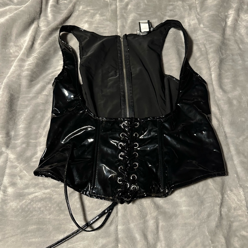 Black Lace-Up Women's Blouse